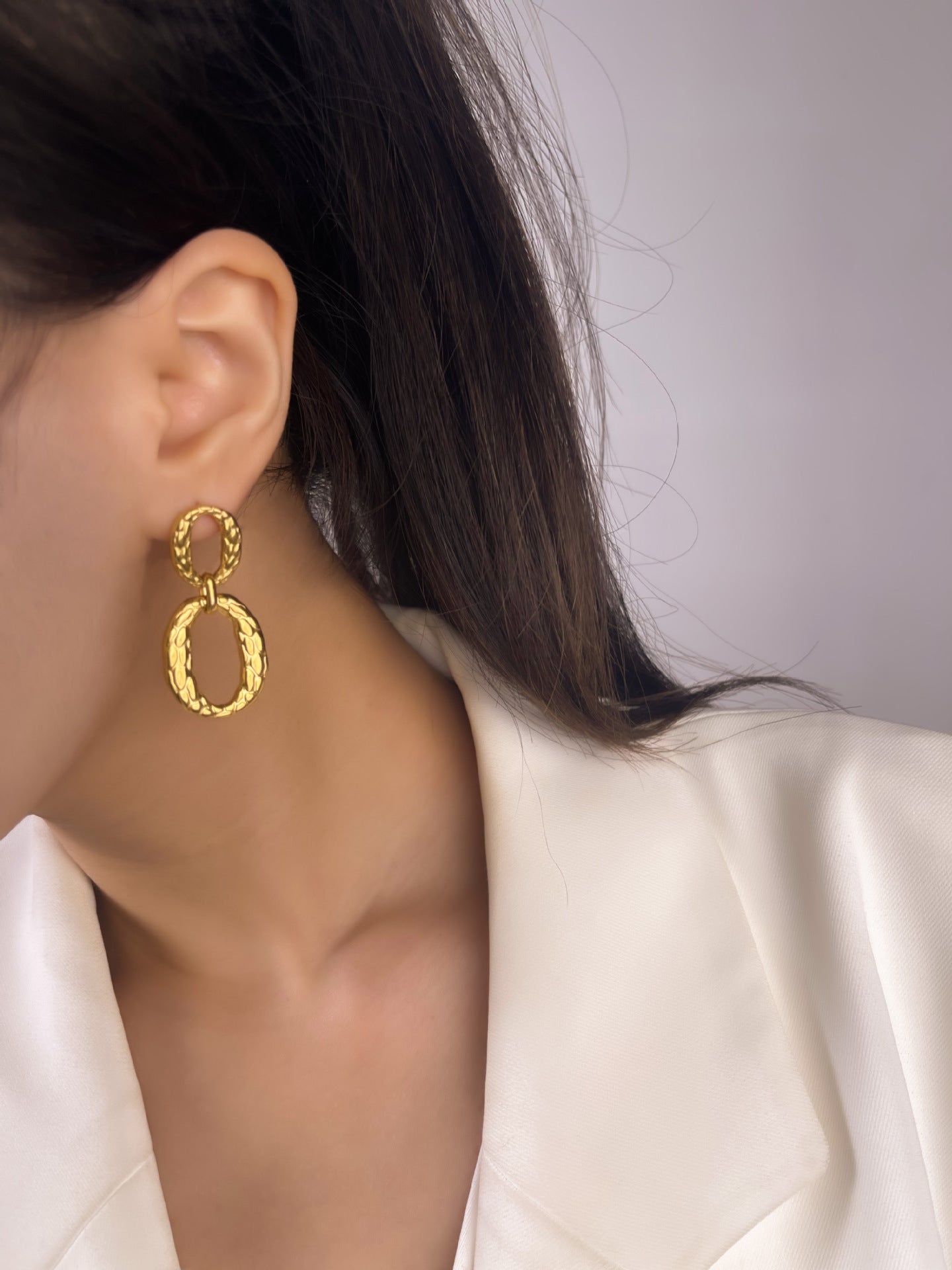 Wholesale Vintage Real Gold Electroplated Titanium Steel Earrings